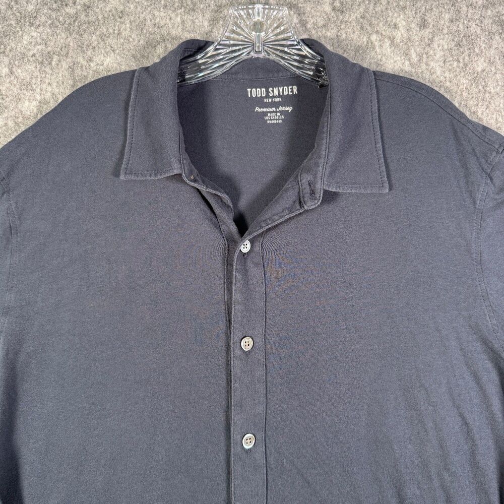 Todd Snyder Shirt Mens XL Blue Long Sleeve Premium Jersey Button Up Casual